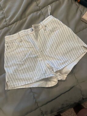 Alexander Wang White Pinstripe High-Waist Denim Shorts